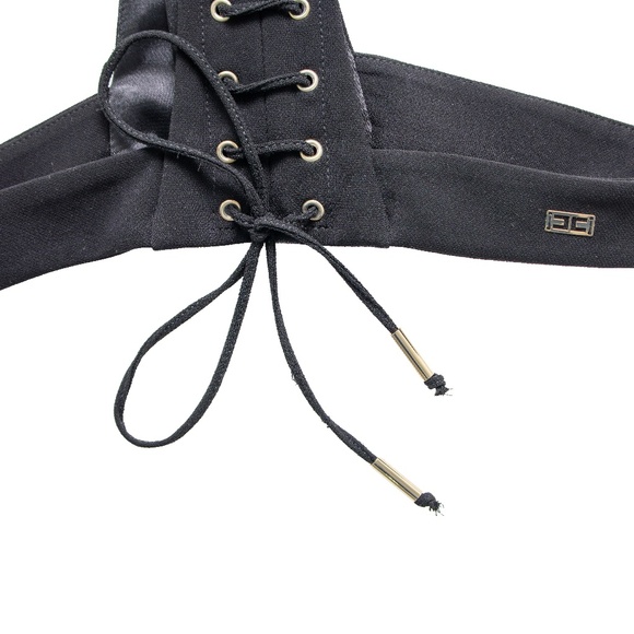 ELISABETTA FRANCHI Black Corset-Style Harness‎ Top – Size 40 (IT) - Picture 7 of 9